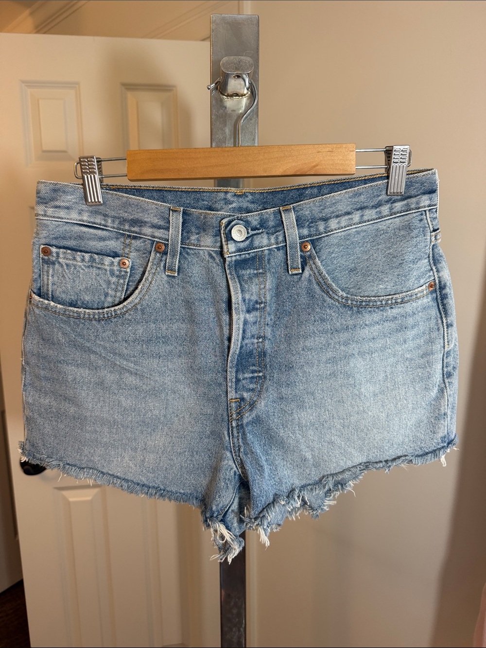 Levi 501 Light Blue Denim Cutoff Shorts